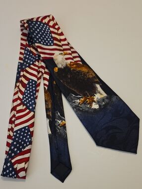 Patriotic Bald Eagle Neck Tie - Red, White & Blue